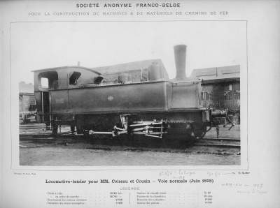 <b>Locomotive-tender</b><br>pour MM. Coiseau et Cousin - Voie normale (Juin 1898)